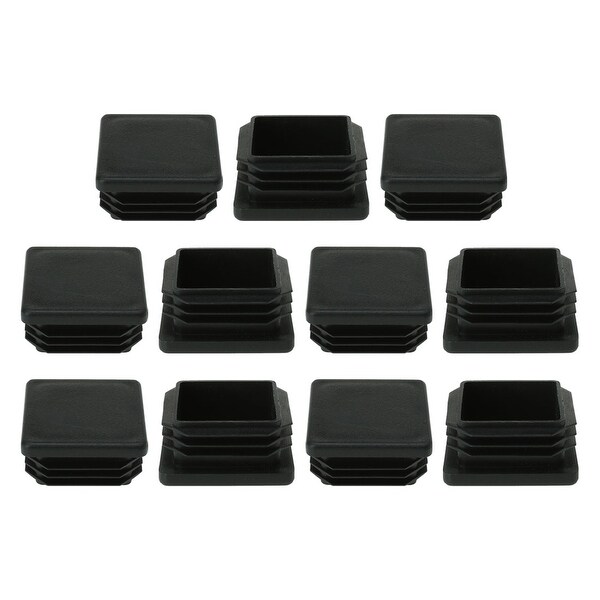 11pcs 38 x 38mm Plastic Square Ribbed Tube Inserts End Cover Cap