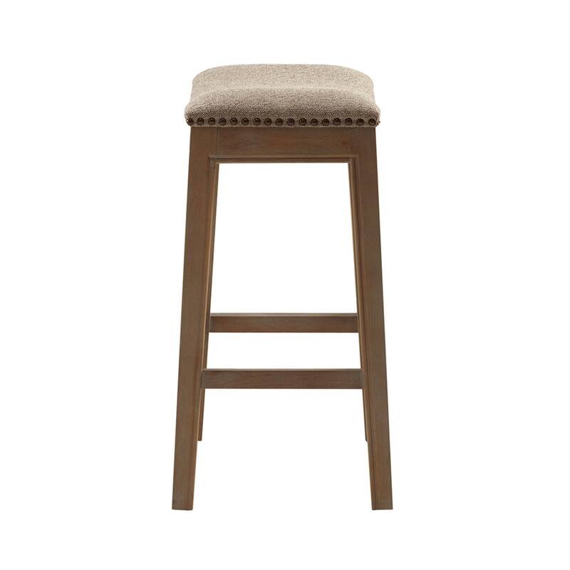 Roomfitters Backless Counter Stool, Italian Inspired 27-Inch Bar Stool with Nailhead Trim and Metal Kickplate