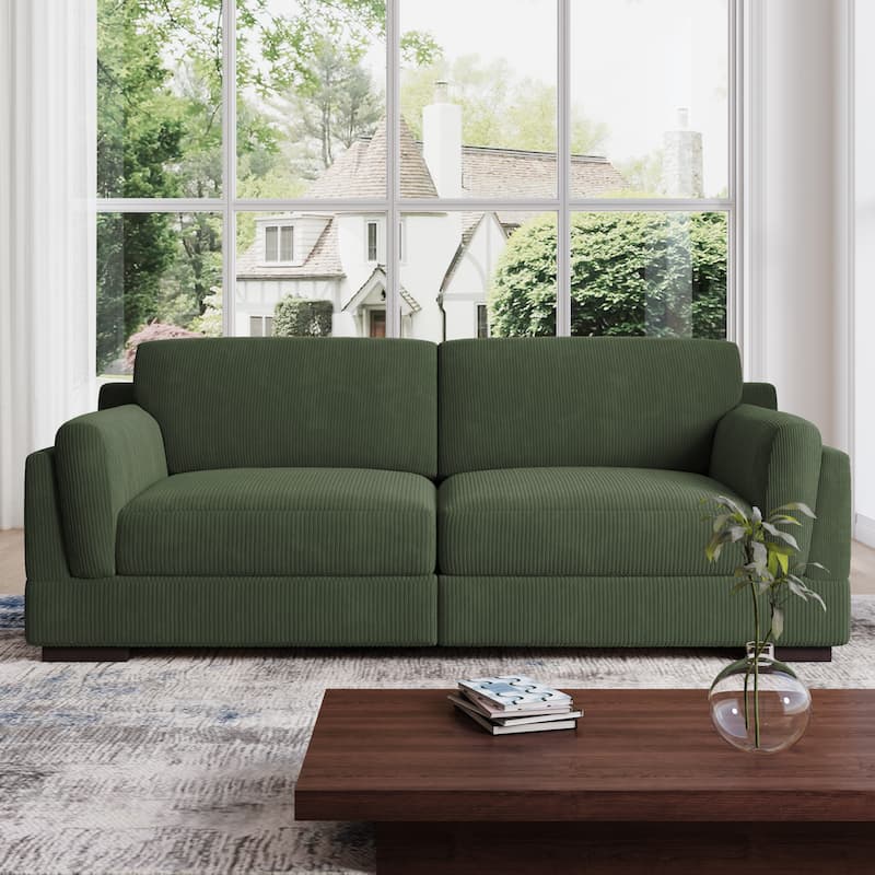 90" Oversized Modular Sectional Corduroy Sofa - Green