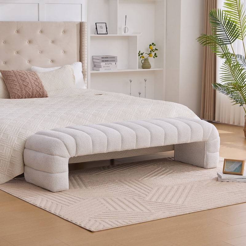 69.7"Wide Modern Upholstered Armless Bed Bench, Ottoman Foot Stool for Living Room and Bedroom, Entryway