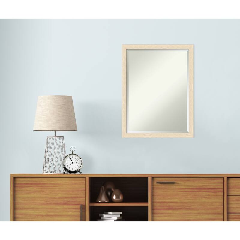 Woodgrain Stripe Beveled Wood Framed Wall Mirror