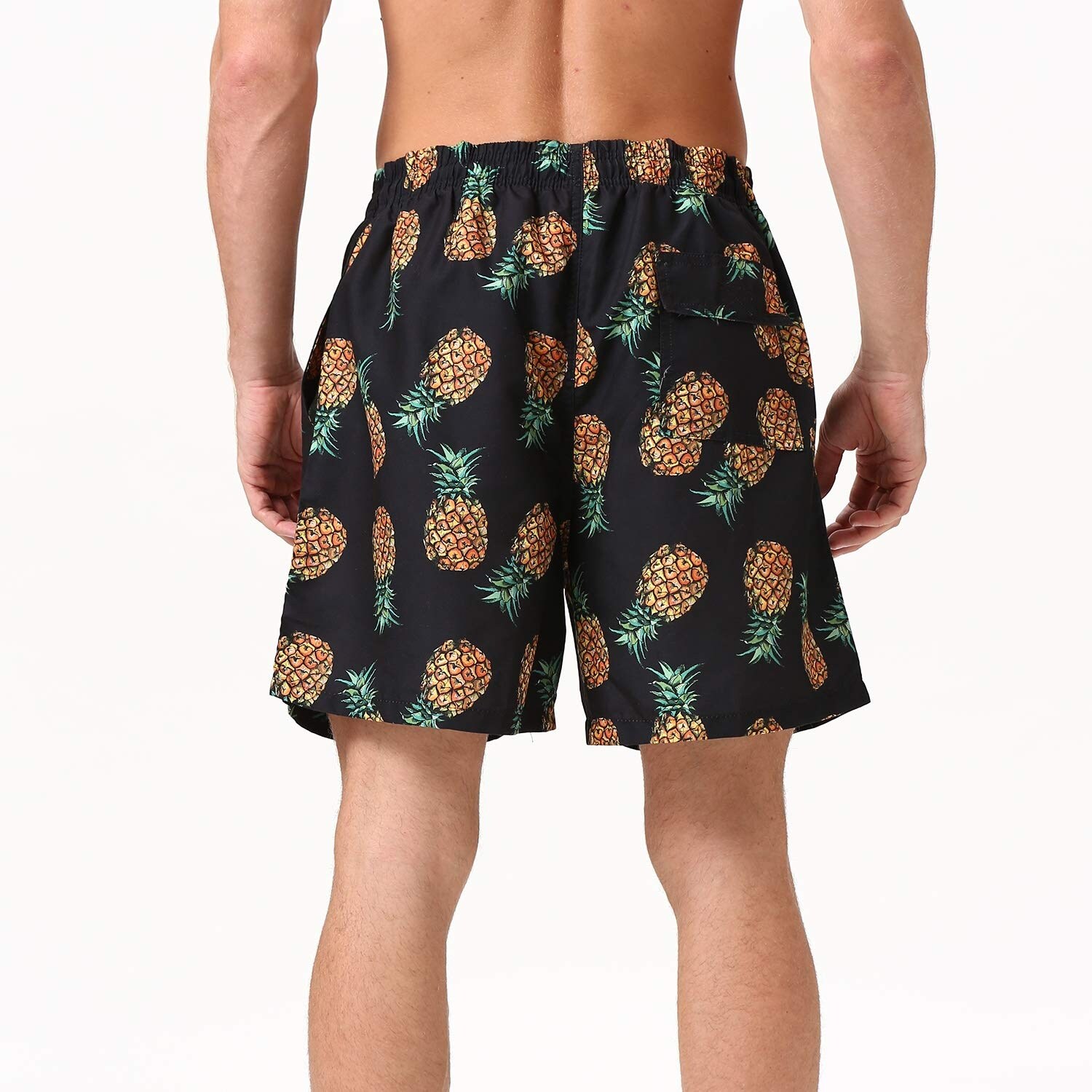 black pineapple swim trunks