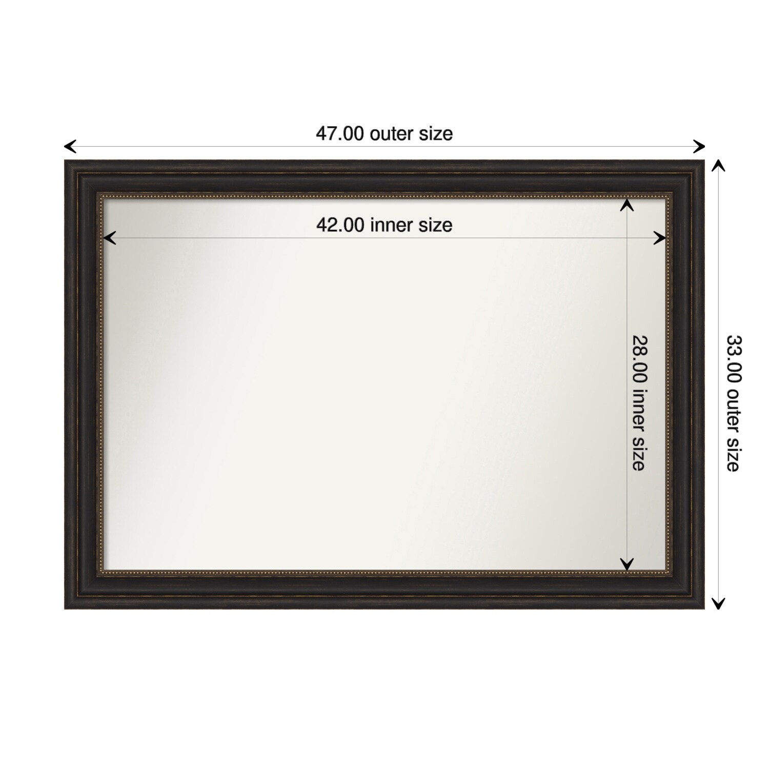 Accent Bronze Framed Non-Beveled Custom Wall Mirror, Bathroom Vanity Mirror