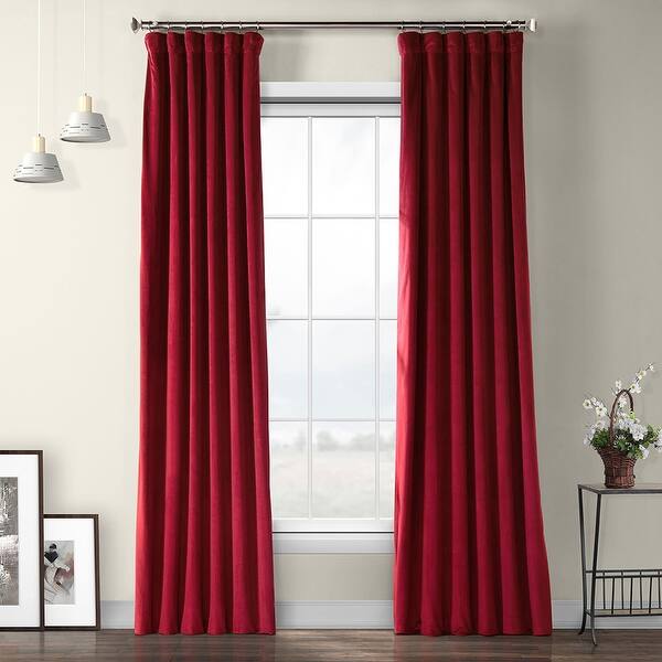 slide 1 of 49, Exclusive Fabrics Heritage Plush Velvet Sing Curtain (1 Panel) 50 X 108 - Cinema Red