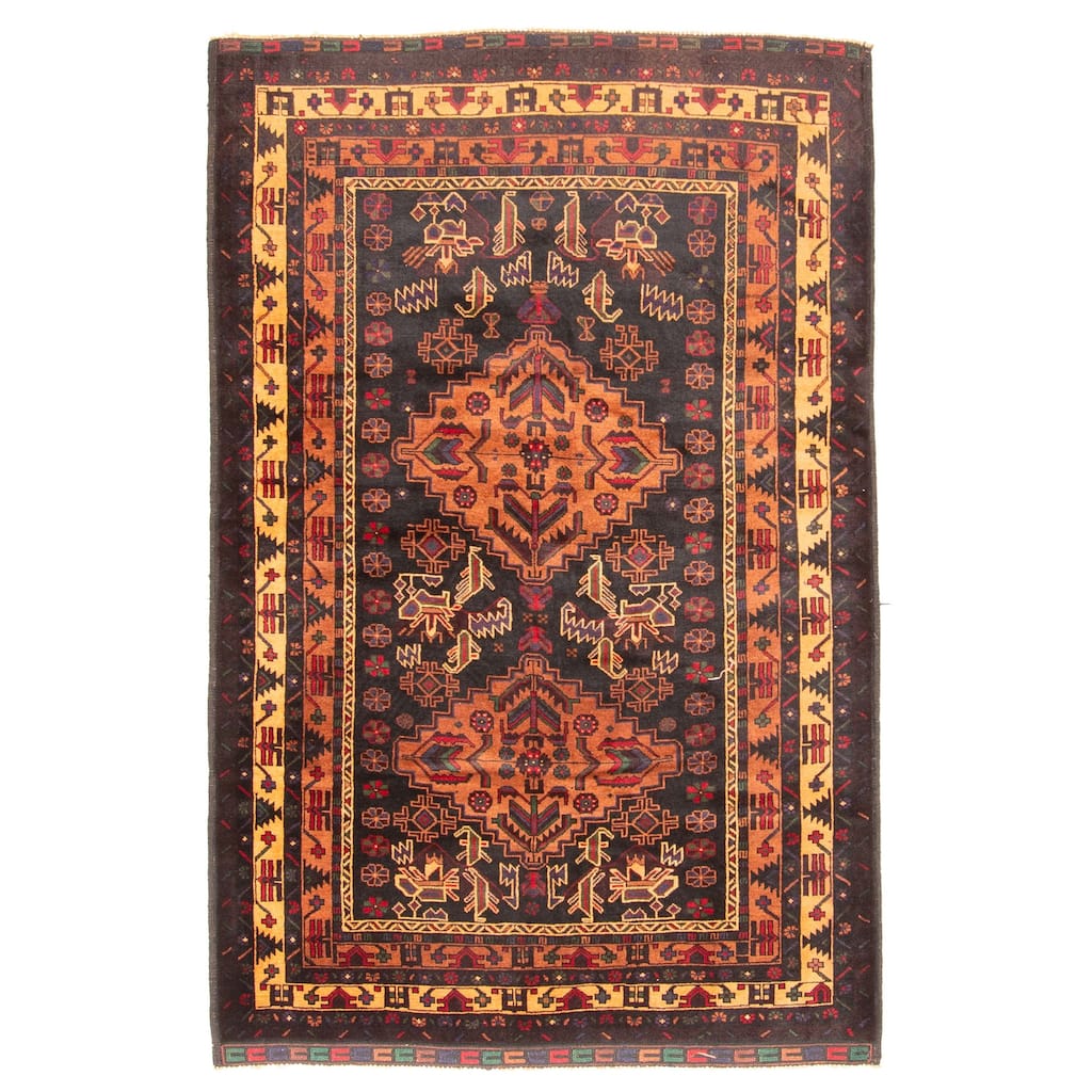 ECARPETGALLERY Hand-knotted Teimani Black Wool Rug - 3'11 x 6'2