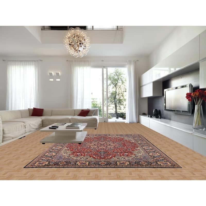 Traditional Kashan Turkish Rug Machine-Made Floral Carpet - 9'9" x 13'0"