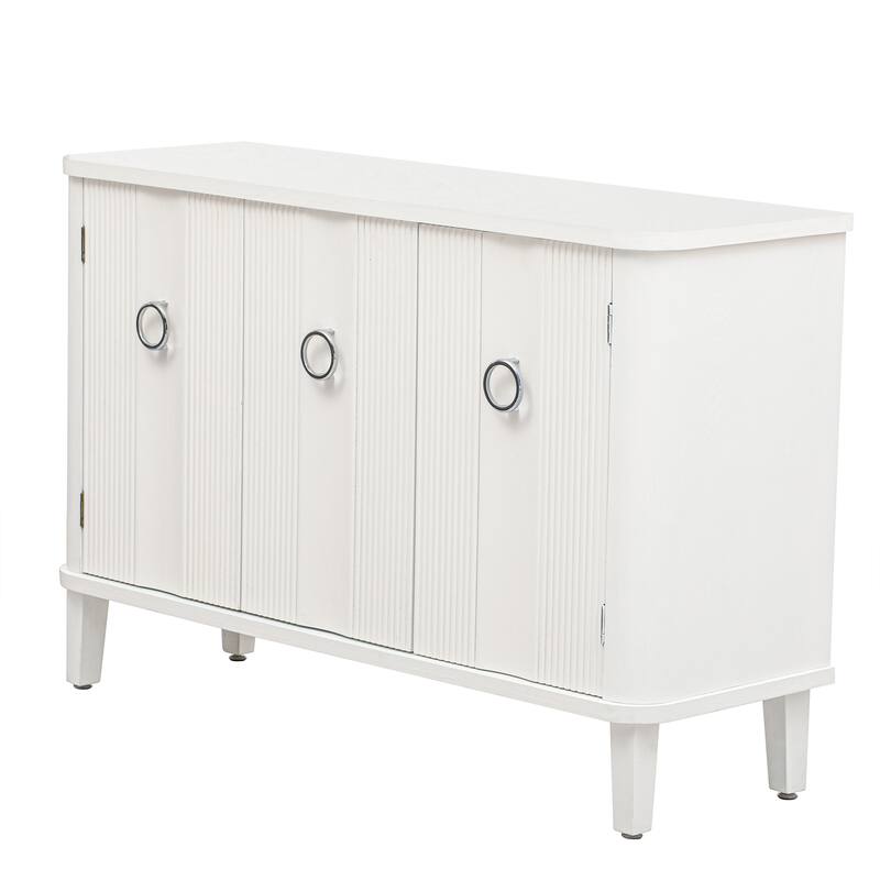 Simple and Atmospheric Solid Wood Veneer Fraxinus Mandschuric Cabinet with Three fir Doors,Adjustable
