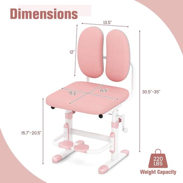 Height-Adjustable Kids Desk Chair with Double Back Support & Footrests