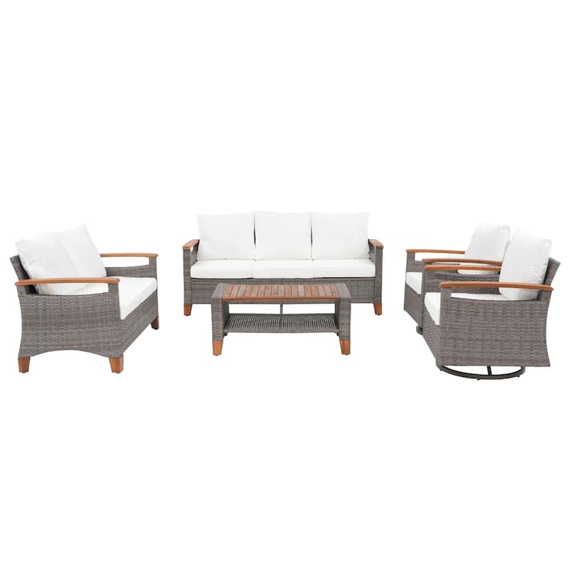 Outdoor 5-piece sofa set with swivel chair