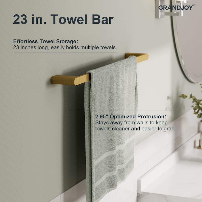 GRANDJOY 4-Piece Towel Rack for Bathroom Towel Bars Hardware Set in Stainless Steel