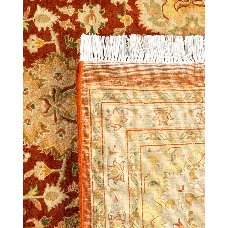 Overton Handknotted Wool Traditional Oriental Orange Area Rug - 8' x 10'