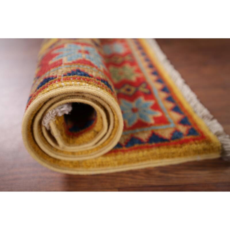 Yellow Kazak Oriental Foyer Rug Handmade Wool Carpet - 2'0" x 3'0"