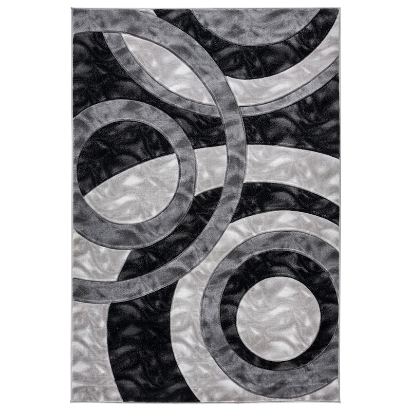 Orelsi Collection Abstract Area Rug - 5' x 7' - Grey/Black