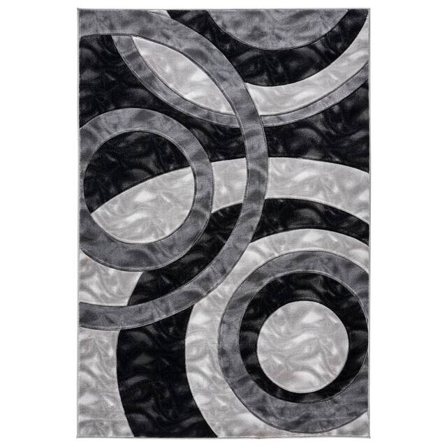 Orelsi Collection Abstract Area Rug - 6'9" x 9'6" - Grey/Black