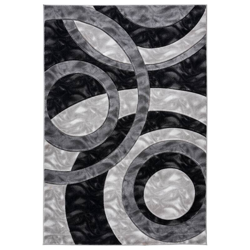 Orelsi Collection Abstract Area Rug - 3'9" x 5'9" - Grey/Black