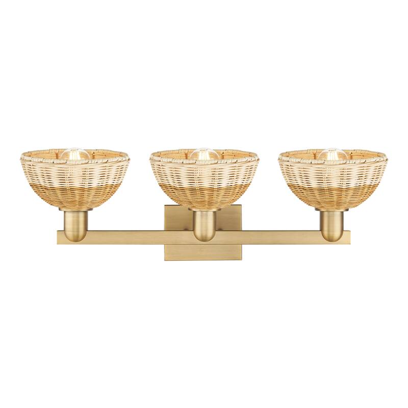 Innovations Lighting Downtown Urban - Natural Ballston Dome - 3 Light 26" Bath Vanity Light with Basketweave Shade