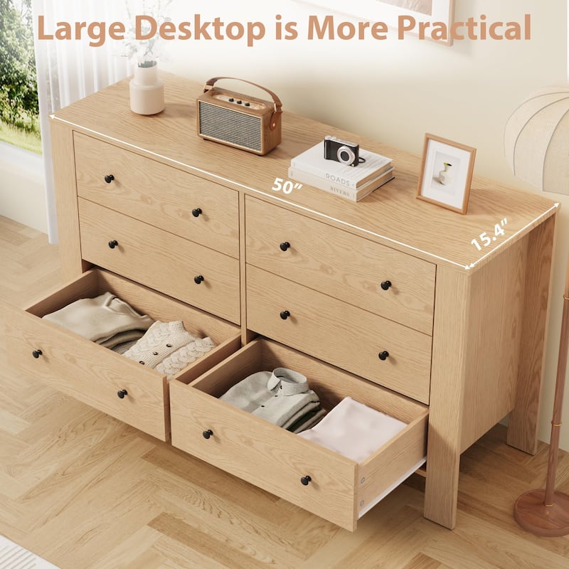 6 Drawer Dresser for Bedroom, Modern Wooden Storage Chest with Drawers