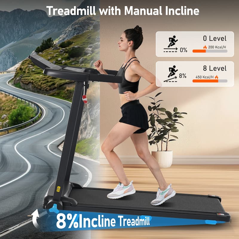 Treadmill with Incline,3.0HP Quiet Foldable Treadmills, 10.0MPH 300 LBS Weight Capacity Home Exercise Equipment Treadmills