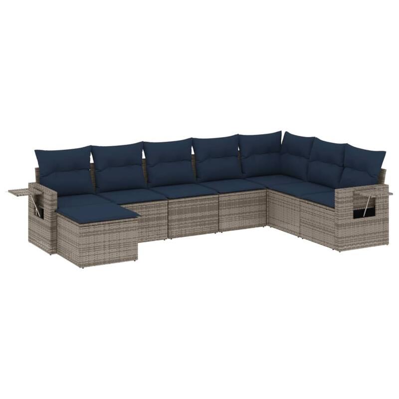 vidaXL Patio Sofa Set with Cushions Outdoor Conversation Furniture Poly Rattan - 24.4 x 24.4 x 27.2