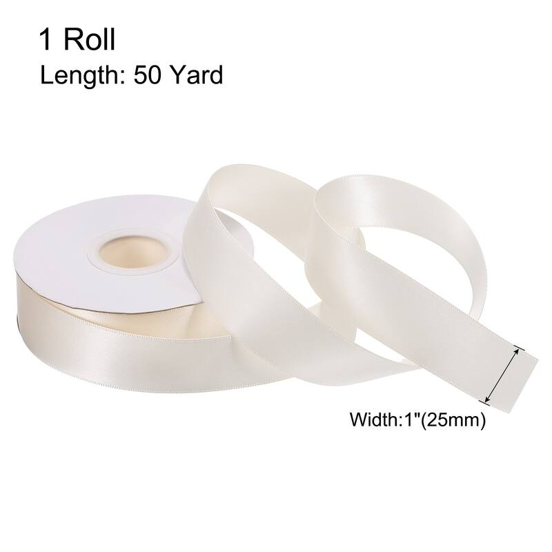 Satin Ribbon Grosgrain Valentine Solid Double Face Wedding Ribbon - Beige - 1" x 50 Yard