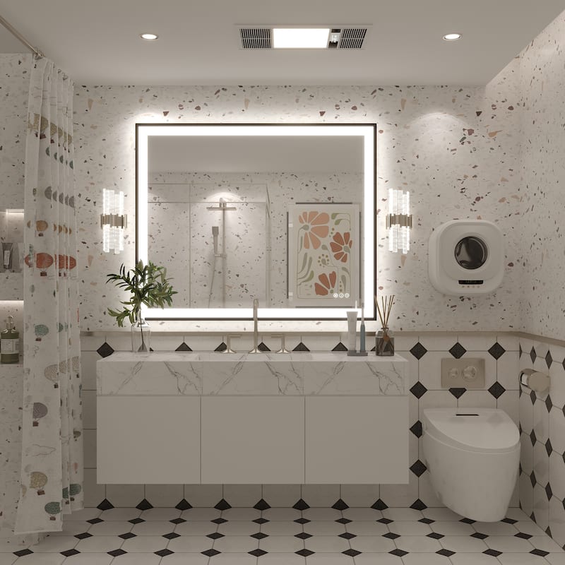 Extra Large Black Frame LED Bathroom Vanity Mirror with 3 Years Warranty and UL Certified