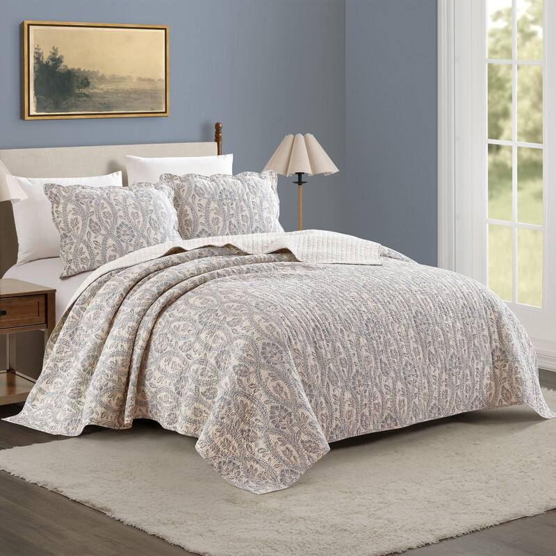 Spartina 449 Jonas Hundred 3-Piece All Cotton Scalloped Quilt Set - King