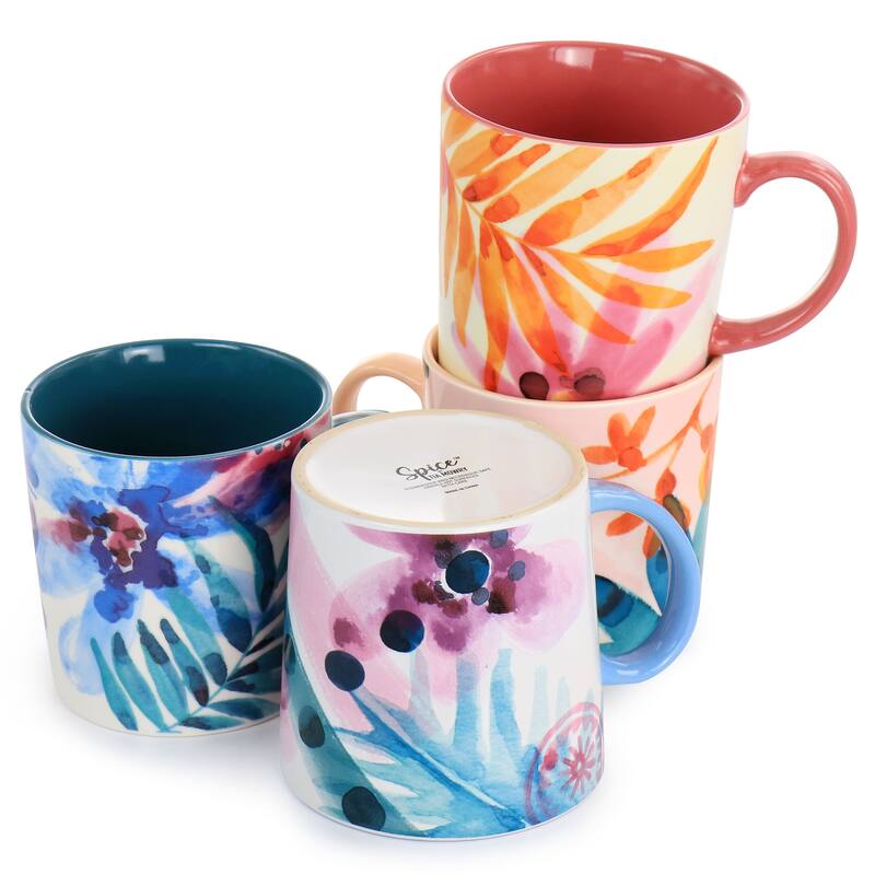 Spice by Tia Mowry Goji Blossom Fine Ceramic 4 Piece 17oz Mug Set - 17