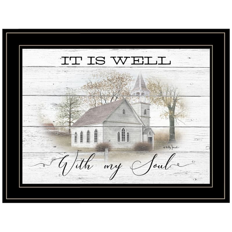 TrendyDecor4U Farmhouse "It Is Well" Framed Print Wall Art by Billy Jacobs - Earthtone