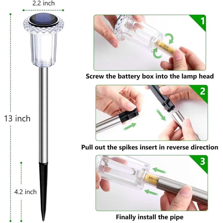 Solar Lights Outdoor Pathway Lights 6000K LED Waterproof