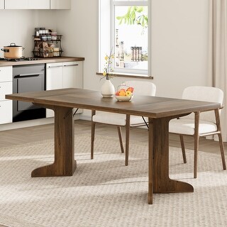 71" Large Dining Table for 6 to 8 People, Modern Dinner Table with Unique Wooden Legs, Rectangle Dining Table
