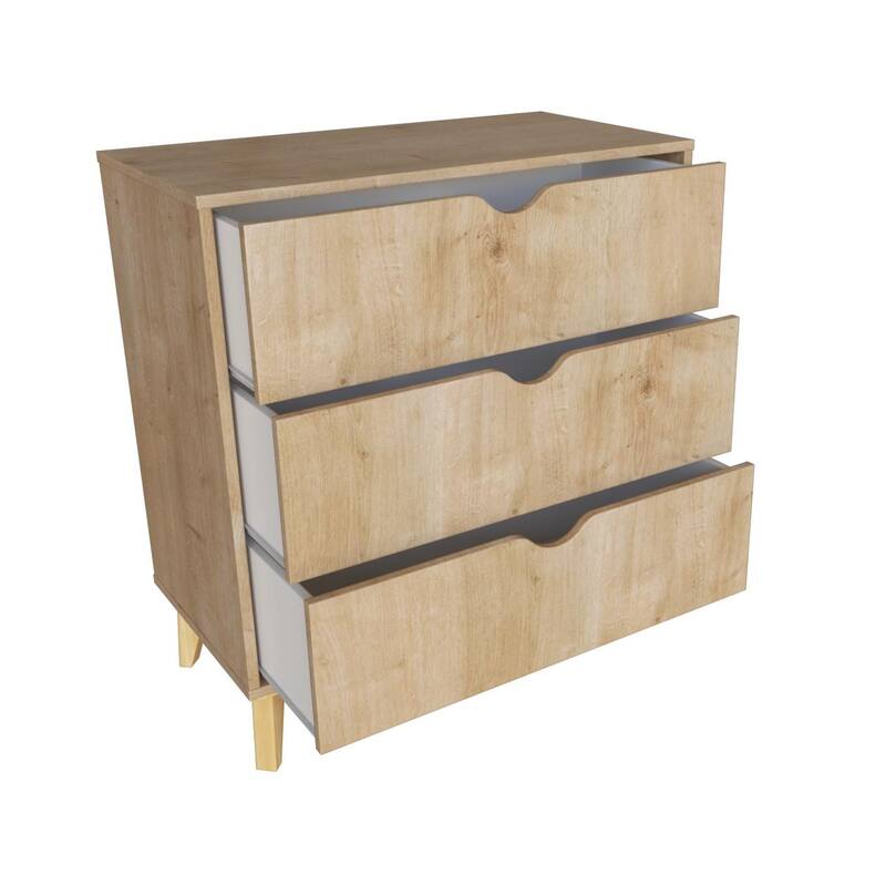 HomeRoots 30" Natural Three Drawer Dresser