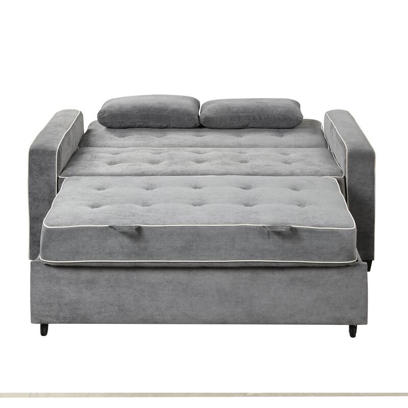 Pull Out Sleeper Bed, Sofa Bed Couch with USB Charging Port, Lounge Loveseat Sofa Daybed with Adjustable Backrest