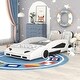 preview thumbnail 1 of 17, Race Car-Shaped Platform Bed For Kids White