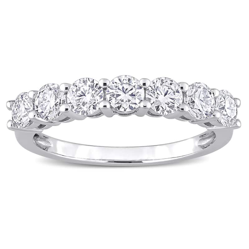 Miadora 1ct DEW Moissanite Stackable Semi-Eternity Band Ring in 10k White Gold