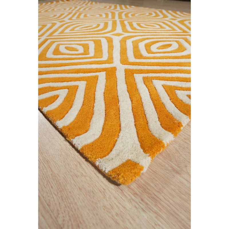 Hand-Tufted Wool Modern Tufted Stripes Rug, 8' x 10', Green Area Rug, Stylish Soft Design for Bedrooms or Offices - L