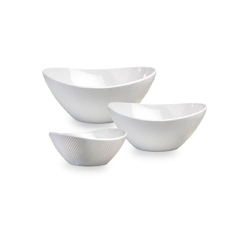 Euro Ceramica Highlands White Porcelain 3 Piece / 4 Piece Serving Bowl Set