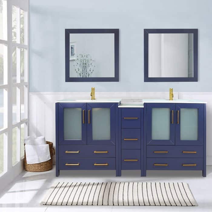 Vanity Art 60 in. Double Sink Bathroom Vanity with Top and Mirrors - 60 X 18.1 X 35.8