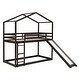 preview thumbnail 5 of 14, Playhouse-inspired Style Twin over Twin Sturdy Wood Bunk Bed with Roof, Slide and 3-step Ladder, Fun and Adorable Space, Black