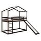 preview thumbnail 35 of 43, Twin Over Twin Bunk Bed with Roof, Slide & Ladder, Safe & Fun Design, Grey