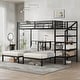 preview thumbnail 2 of 10, Twin XL over Twin & Twin Bunk Bed Metal Triple Bunk Bed with Foldable Desk, Storage Stairs Shelves and Safety Guardrails
