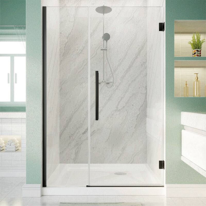 i-Homare 36 in.W x 72 in.H Frameless Hinged Shower Door, SGCC certified 5/16 in Clear Tempered Glass