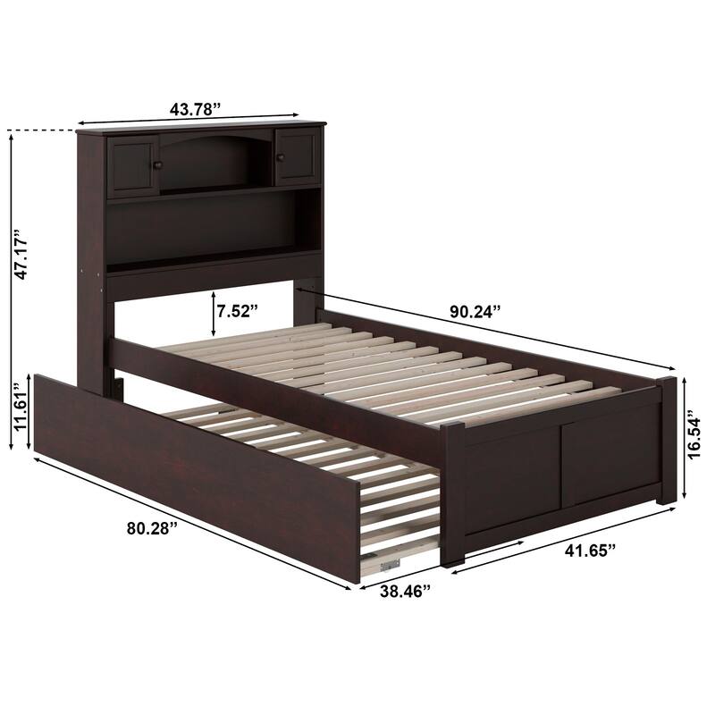 AFI Newport Twin XL Size Platform Bed with Footboard & Twin XL Trundle