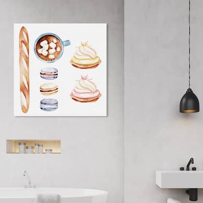 Wynwood Studio 'Petit Desserts' Food and Cuisine Wall Art Canvas Print Pastry - Brown, Purple