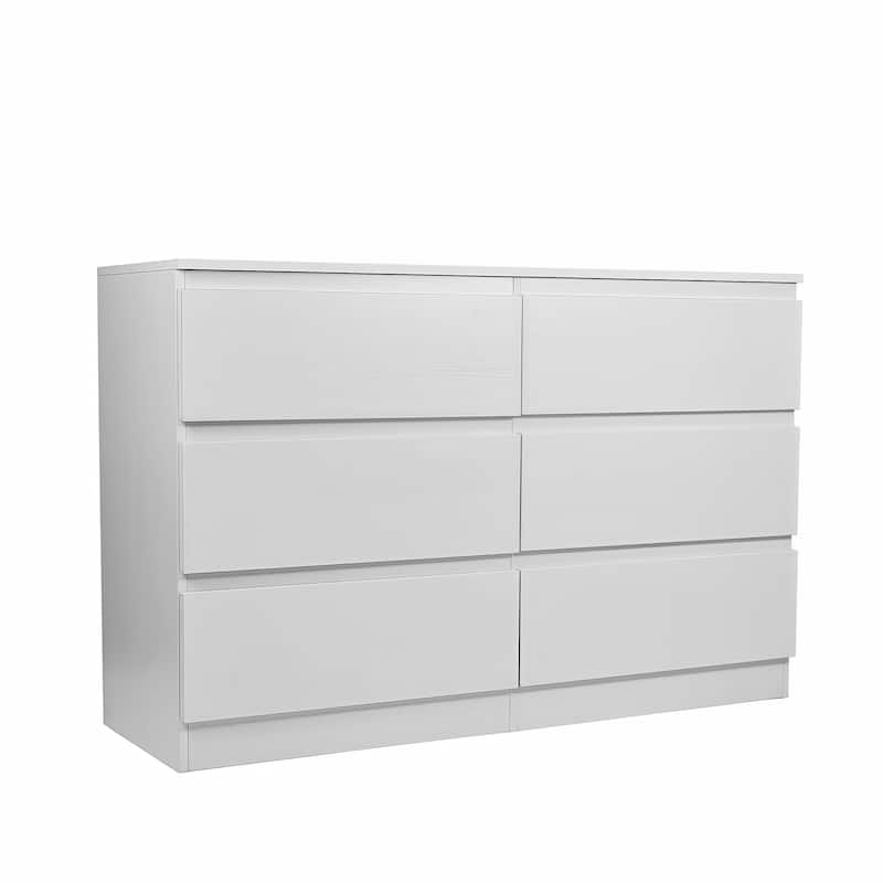 6 Drawer Dresser with Spacious Countertop,Wood Storage Cabinet with Concealed Handles & 6 Deep Drawers,15.7"D x 47.2"W x 30.9"H