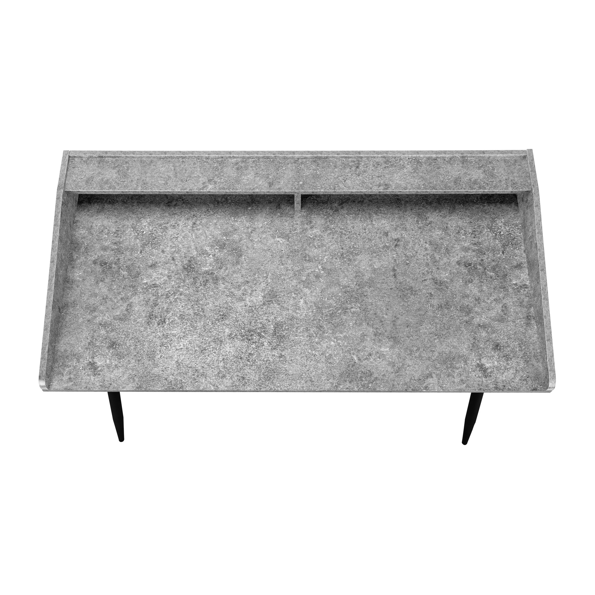 48 Inch Grey Stone Look Computer Desk with Storage Hutch and Black X Frame