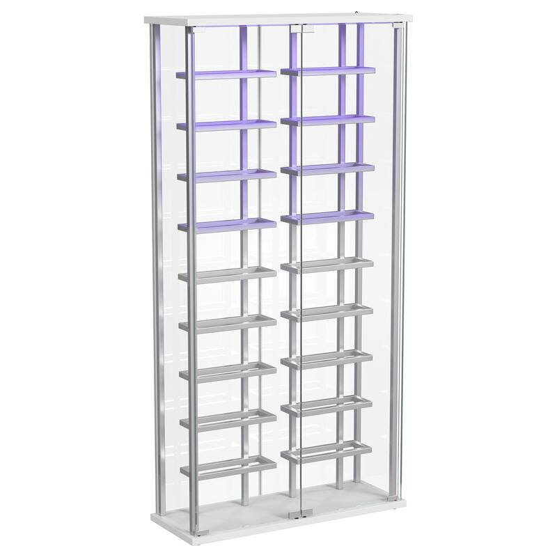 Montara Tempered Glass Wine Storage Display Curio Cabinet With Led Lighting Chrome