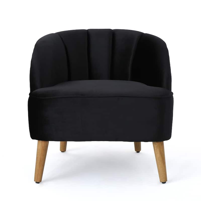 Black Modern 27.5" Upholstered Club Chair with Rubber Wood Legs for Living Room