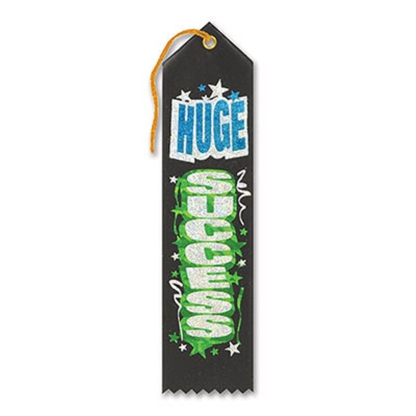 Pack of 6 Green "Huge Success Award" School Award Ribbon Bookmarks 8" - N/A