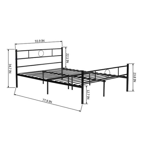 Metal Platform Bed Frame With Slats - Overstock - 34702022