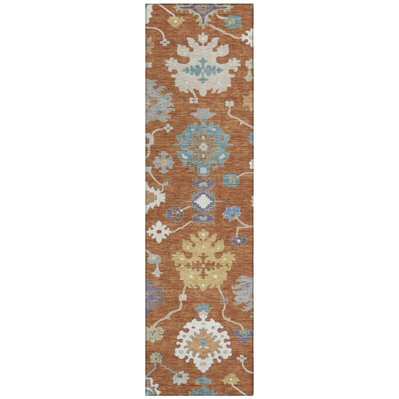 Machine Washable Indoor/ Outdoor Traditonal Delhi Chantille Rug